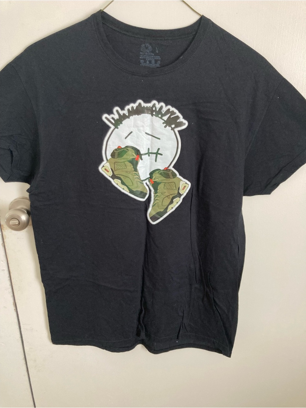 Black Graphic Short-Sleeve Men's Tee with Sneaker Motif